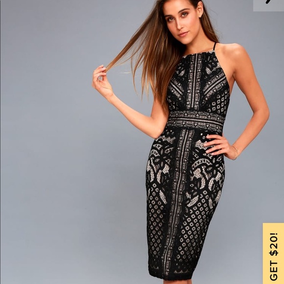 Lulus Dresses & Skirts - Lulus Primrose Nude And Black Lace Bodycon Dress